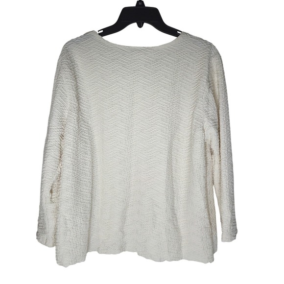 Talbots Womens Textured Long Sleeve Crew Neck Top Cream XL - Picture 4 of 4